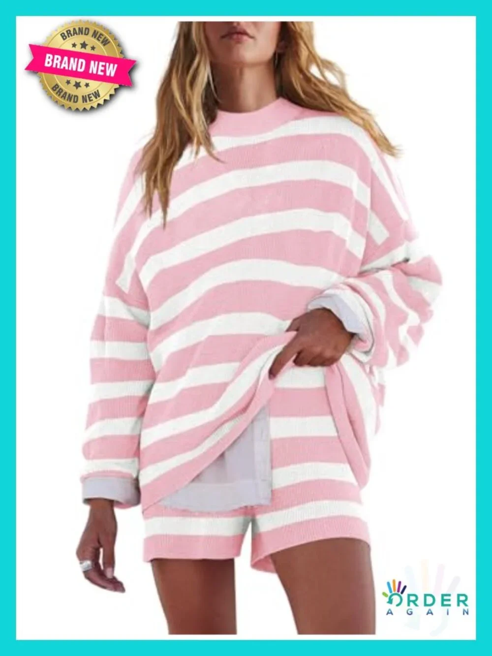Oversized Lounge Set 2 Piece Matching Pajama Set Long Sleeve Sweater Set